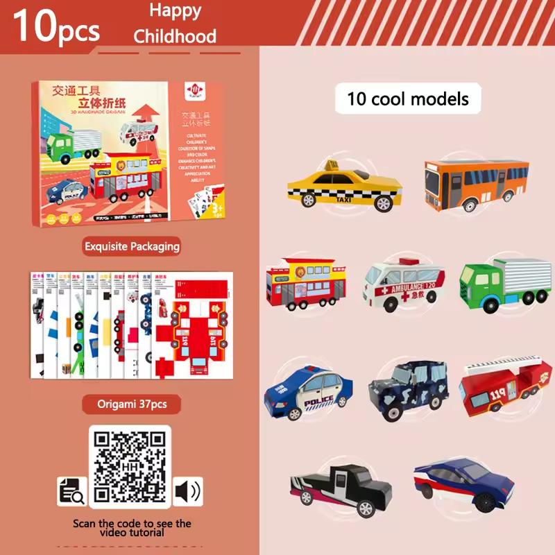 Paper Airplane Origami Handicrafts Kit Sheets Colorful Papers Crafts Montessori Toys Children Gift DIY 10/36/37 for Play Entertaining Safe