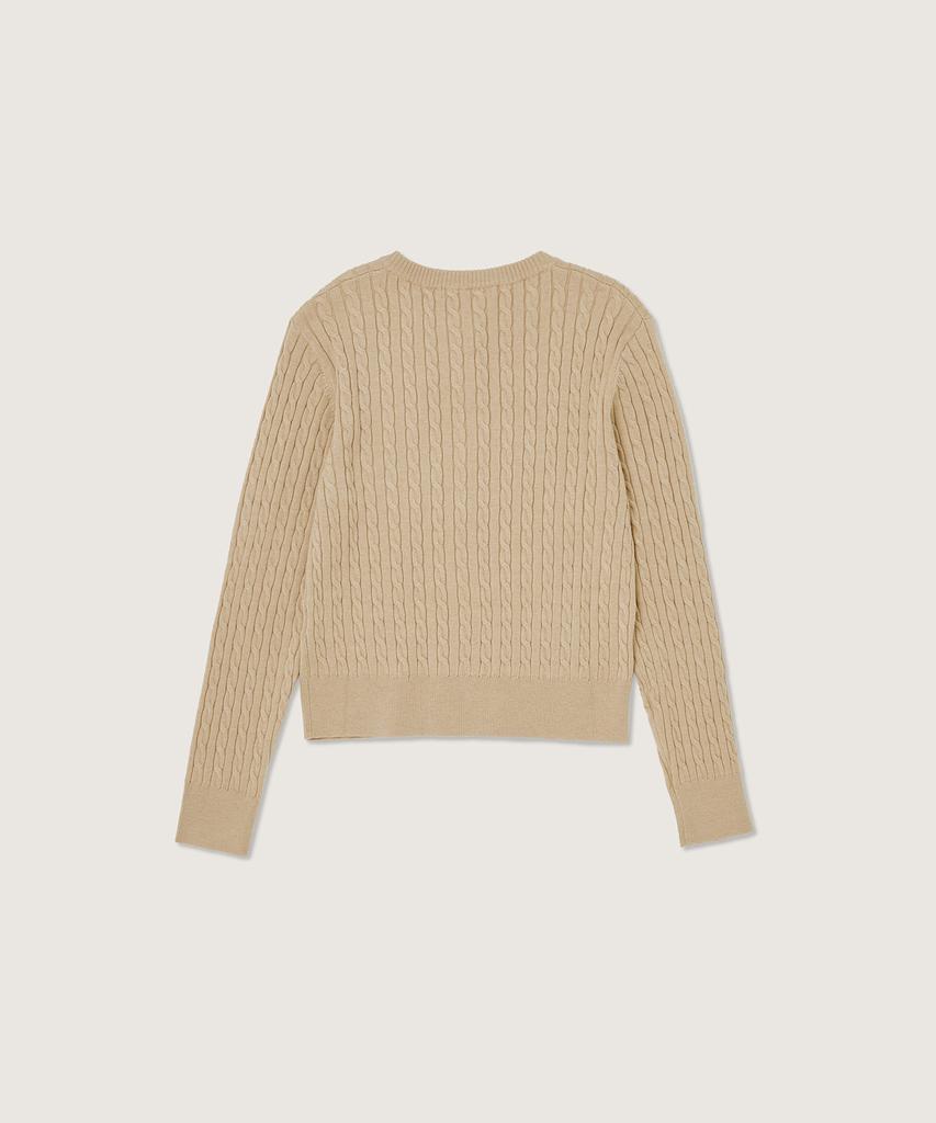 Plac Women Cable Round Neck Cardigan Beige