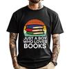 Kids Just A Boy Who Loves Books Read Reading Librarian Funny Shirts Clothes England Style