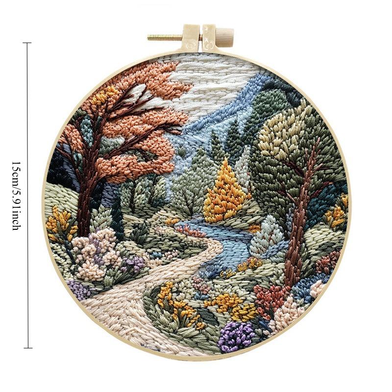 1pc Landscape and Forest Pattern DIY Embroidery Kit for Beginners