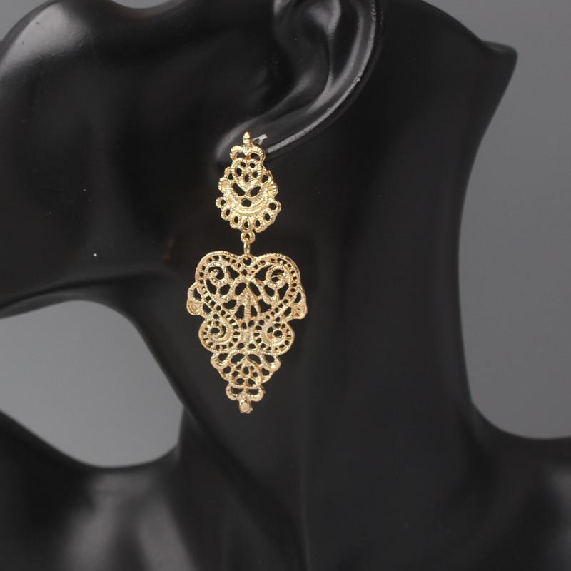 Baroque Hollow Geometric Dangle Earrings for Women Gold Color Palace Style Jewelry Bohemian Hanging Earrings Oorbellen