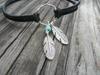 Vintage Silver Feather Pendant Necklaces Leather Choker Necklace Black Circle Collar Female Boho Party Neck Jewelry for Women