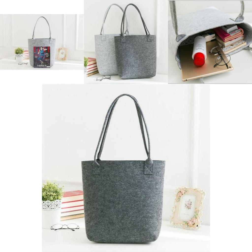 Fashionable Gray Felt Shopping Bag With Sturdy Construction And Chic Look