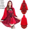 Elegant Gothic Red Riding Hood Cape Costume With Lace Up Details For Women And Girls