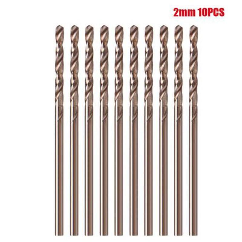 10Pcs 1-3.5mm M35 Round Shank HSS Cobalt-Drill Spiral Drill Bit Parts Kit