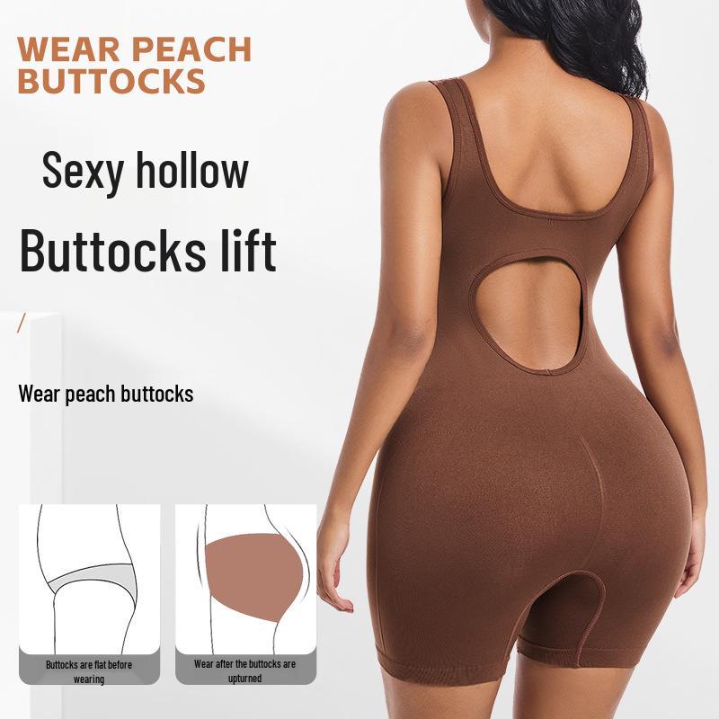 Women's Seamless Nude Bodysuit: Tight-fitting Yoga Wear for Fitness, Running, and Waist Slimming Sportswear.