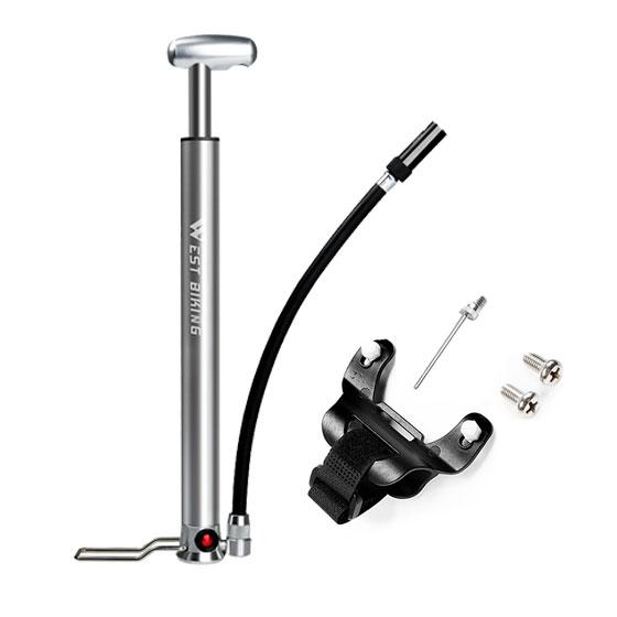 WEST BIKING Aliaj de aluminiu 160 PSI Pompă pentru bicicletă Pompă de podea pentru bicicletă Supapă Schrader Presta Mâner Gonflator Furcă față Pompă de bicicletă