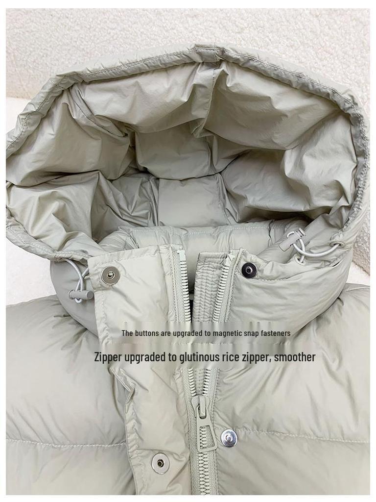95% Weiße Entendaunen Damen Kurze Winter Kapuzenjacke 2025 - Leichter Luxus Petite Puffmantel