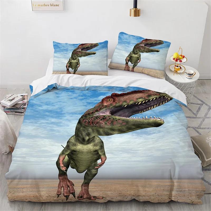 Dinosaur Duvet Cover Jurassic Age Tyrannosaurus Rex Bedding Set Twin King For Kids Boys Room Microfiber 3D Print Comforter Cover