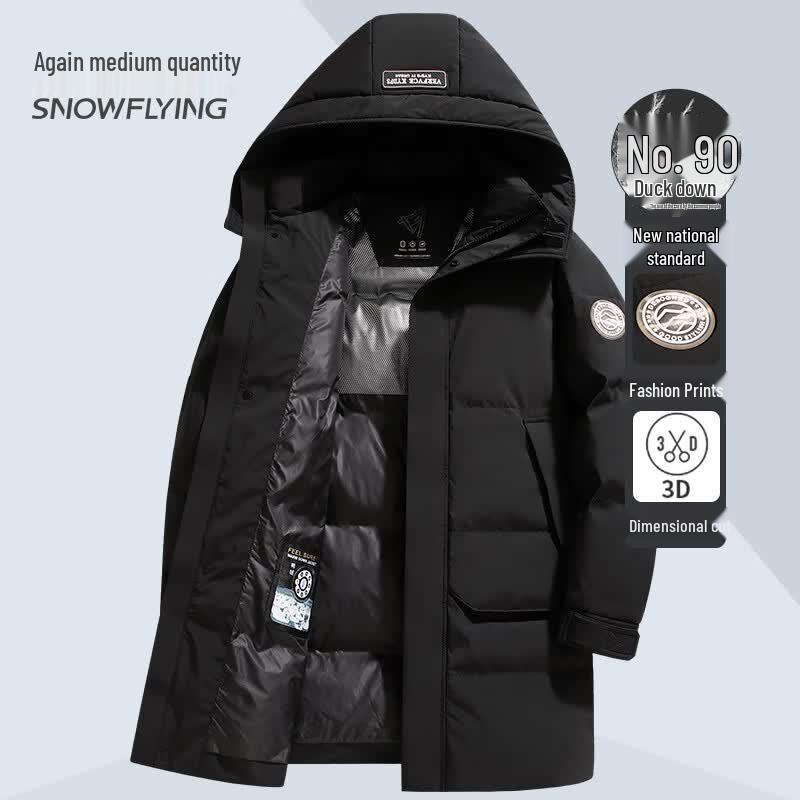 Xuezhongfei Men s Detachable Hood Duck Down Mid-Length Jacket L