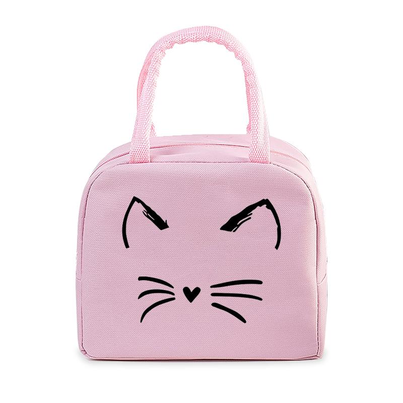 Women Men Oxford Lunch Bag Cartoon Cat Series Graphics Portable Insulated Thermal Bag School Teacher Student Lunch Box Handbag