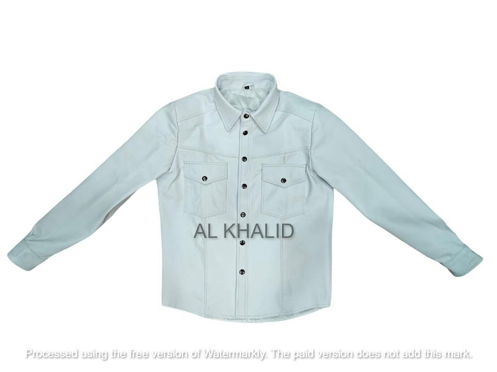 Echtes weiches Lammfell Motorrad Handgemachtes Hemd Neues weißes Lederhemd für Herren