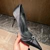 Black High Heels Women's New Spring and Summer 2025 Thin Heels Pointed Love Rhinestones with Skirts Single Shoes