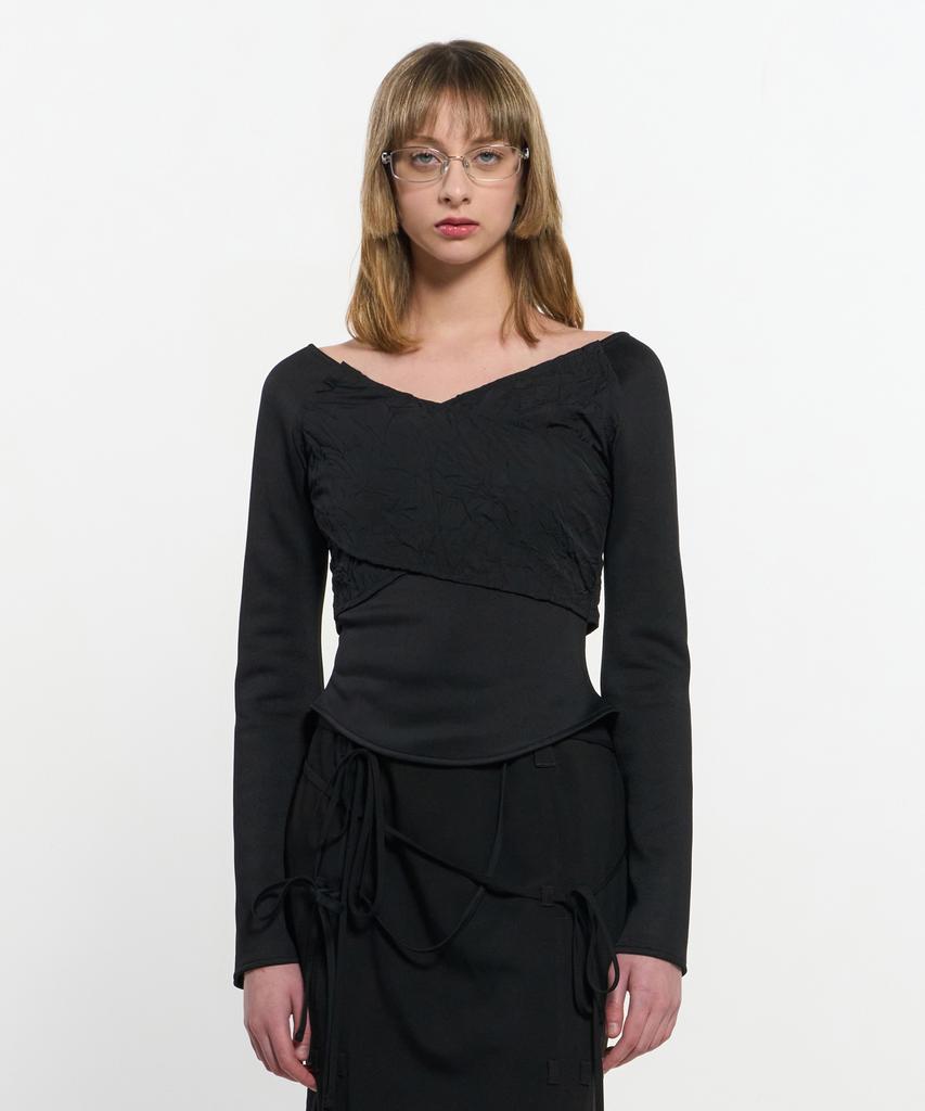 Kimjisu Cross-Draped Top _ Black