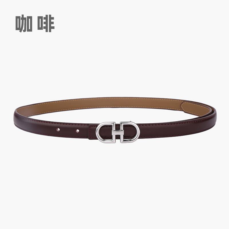 Leather Women'S Belt Simple Double Ring Belt With Jeans Casual Pants Belt Women'S Model