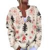 Women's Christmas Print Cardigan Long Sleeve Button Down Knit Outerwear for Holiday Party