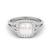 925 Sterling Silver 3.82  Cts Cushion Shape Pearl  Solitaire with Accent Wedding Women Ring