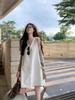 Women's V-Neck Sleeveless Summer Dress - Solid Color, Loose Fit, Short Skirt, Slimming, Fashionable & Elegant