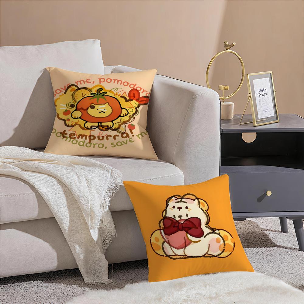 Cute Cartoon Animal Companion Patterns Pillow Case Double-Sided Plush Sofa Cushion Covers Organic Breathable Invisible Zipper