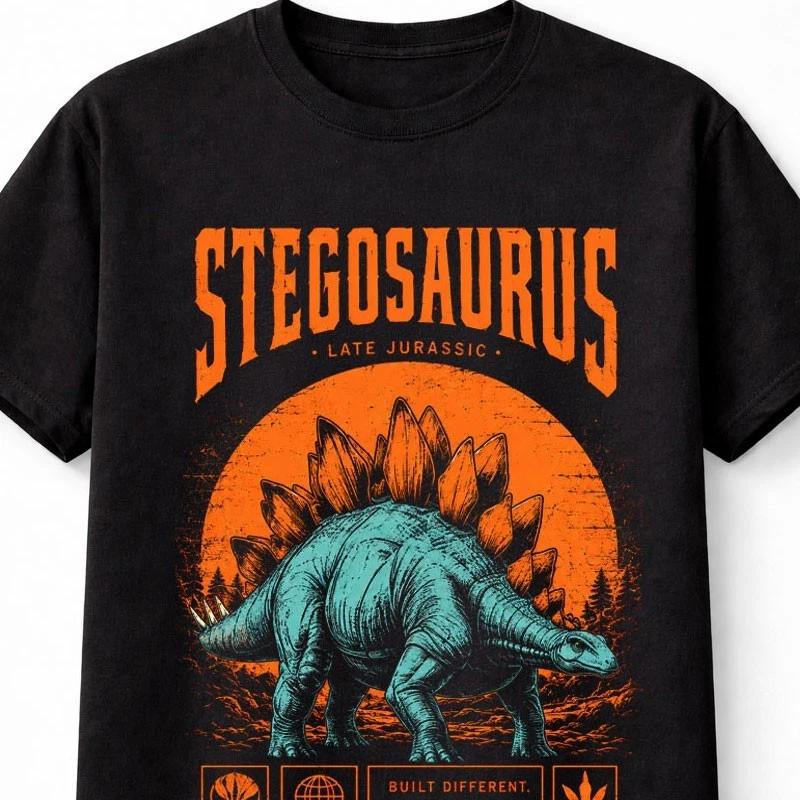 Stegosaurus Dinosaur Jurassic Fossil Graphic Retro Unisex TShirt S