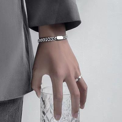 Titanium Steel Trendy Square Bracelet Hip-Hop  Simple Personality Cold Cool Style Bracelet Hand Jewelry Gift