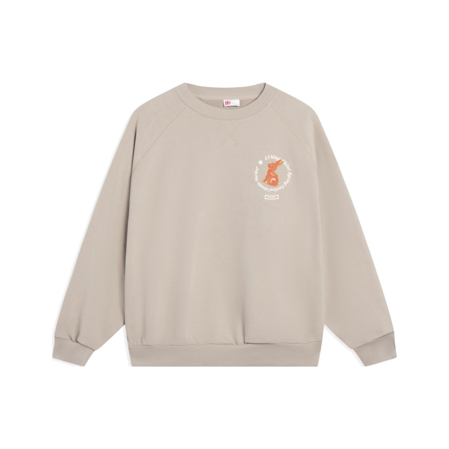 Li Ning Sweatshirts Unisex Goat Gray Crew Neck Moderate Regular AWDT237-2 M
