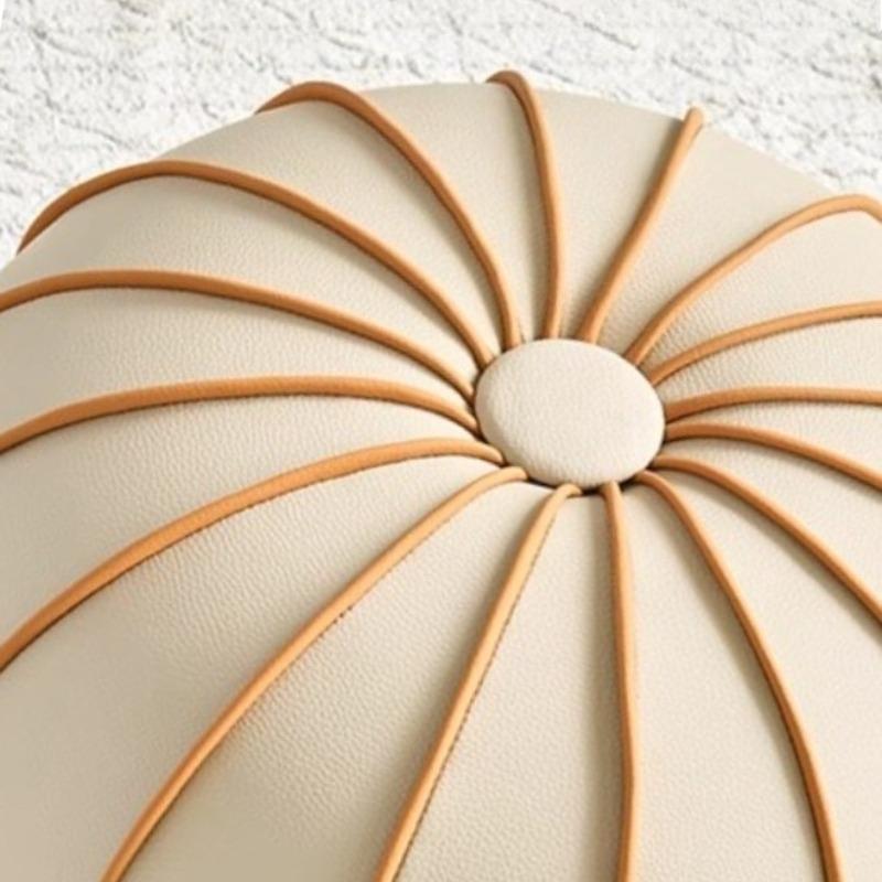 Leather Sofa Footrest Round Mobile Foot Stools Miniature Modern Shoe Changing Stool for Living Rooms Aesthetic Room Furniture