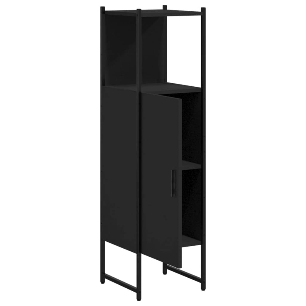 Moderner Badschrank, Badaufbewahrungsschrank, Schwarz 33x33x120,5 Cm Verbundwerkstoff