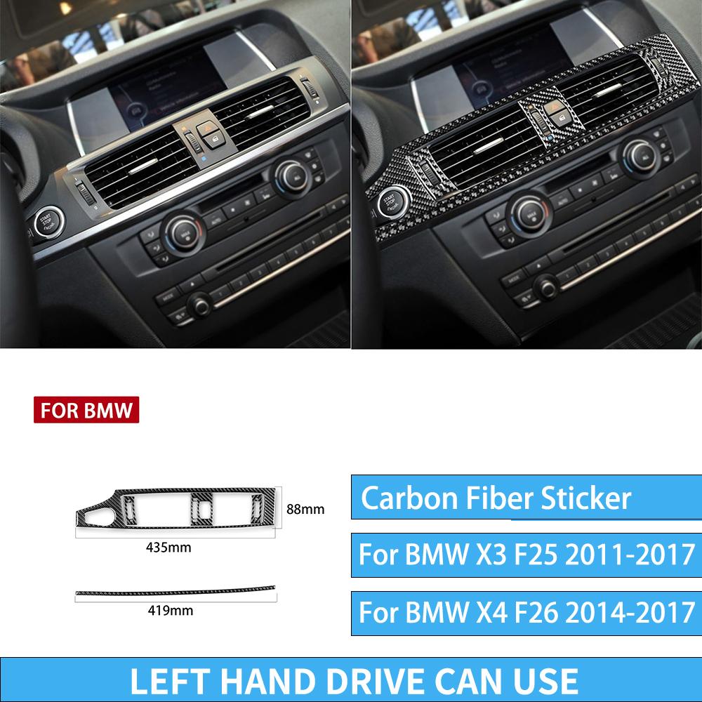 For BMW X3 F25 2011-2017 For X4 F26 2014-2017 Accessories Interior Dashboard Gear Outlet Full Set Kit Carbon Fiber Cover Sticker