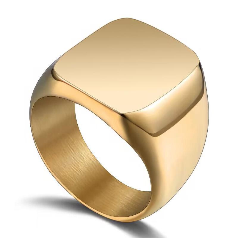 2026 Ring European and American Men's Simple Fashion Trend Bare Body Square Titanium Steel Ring Jewelry