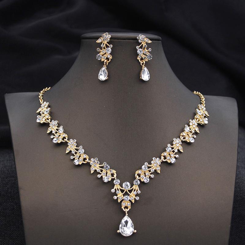 Corona Nuziale per Sposa Confezione da 3 Pezzi Tiara Orecchini Collana Set di Gioielli Sposa Festa Ballo di Fine Anno Costume Gioielli Accessori