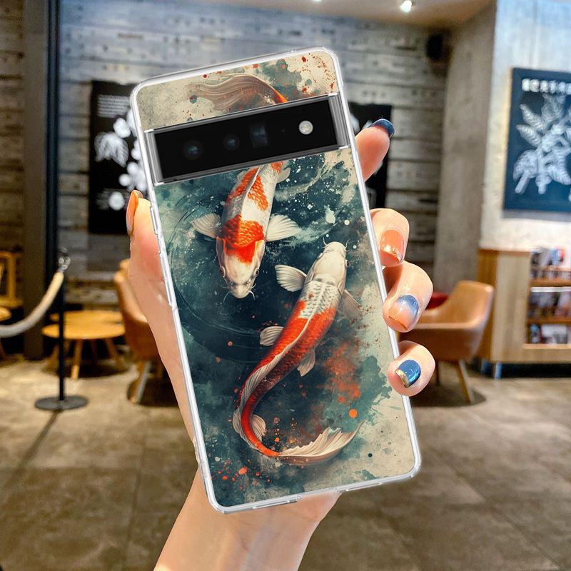 

Прозрачный чехол для телефона с изображением карпа кои для Google Pixel 9 8 7 Pro 8A 7A 6A 6 Pro XL 5 4 5A 4A 3A 5G Мягкий ТПУ Прозрачная крышка Pixel 8