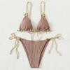 2 Pcs/Set Summer Bikini Set Solid Color Spaghetti Strap Hoop Classic Women Swimsuit for Water Sports