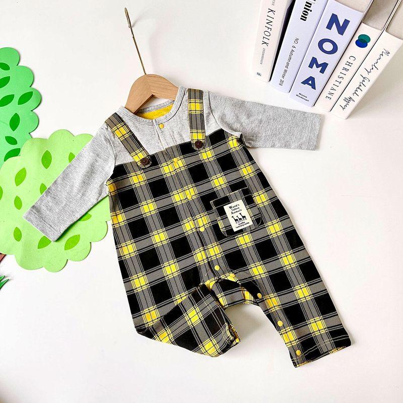 

Springtime Pastoral Style Yellow Baby Romper Long Sleeve Jumpsuit for Newborns 60-80 Section-3 70 cm