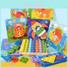 Wooden 2in1 Early Education Threading Board With Creative Puzzle For Kids Learning
