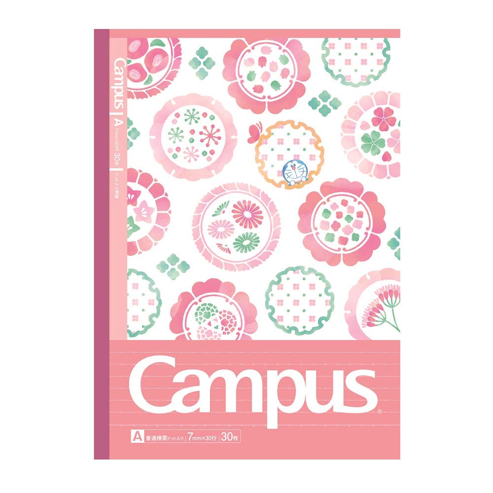 Showa Note Doraemon Japanese Modern 119214003 Notebook, Canvas, Dotted, A-Ruled, 5-Pack, Style,