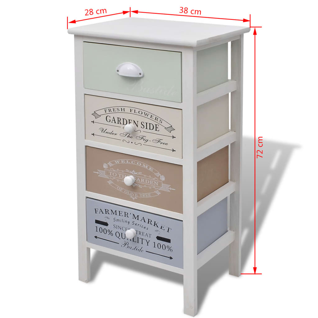 Vidaxl French Cabinet with 4 Drawers, Wooden