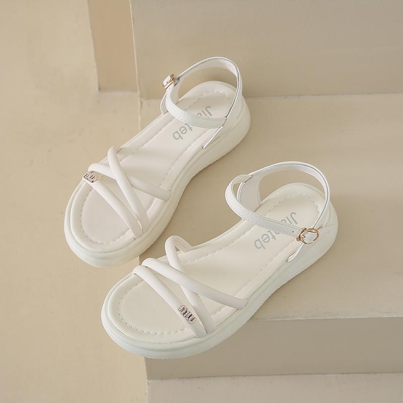 Fashion CRLAYDK Sandals for Women Flat Shoes Summer Comfortable Dressy Ladies Adjustable Buckle Strap Leather Beach Casual Slippers