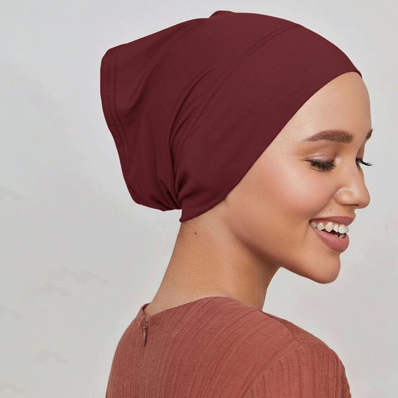 1pc Solid Color Ethnic Style Turban For Women Girls Elastic Ribbon Head Scarf Beanie Hat Fashion Hair Accessories
