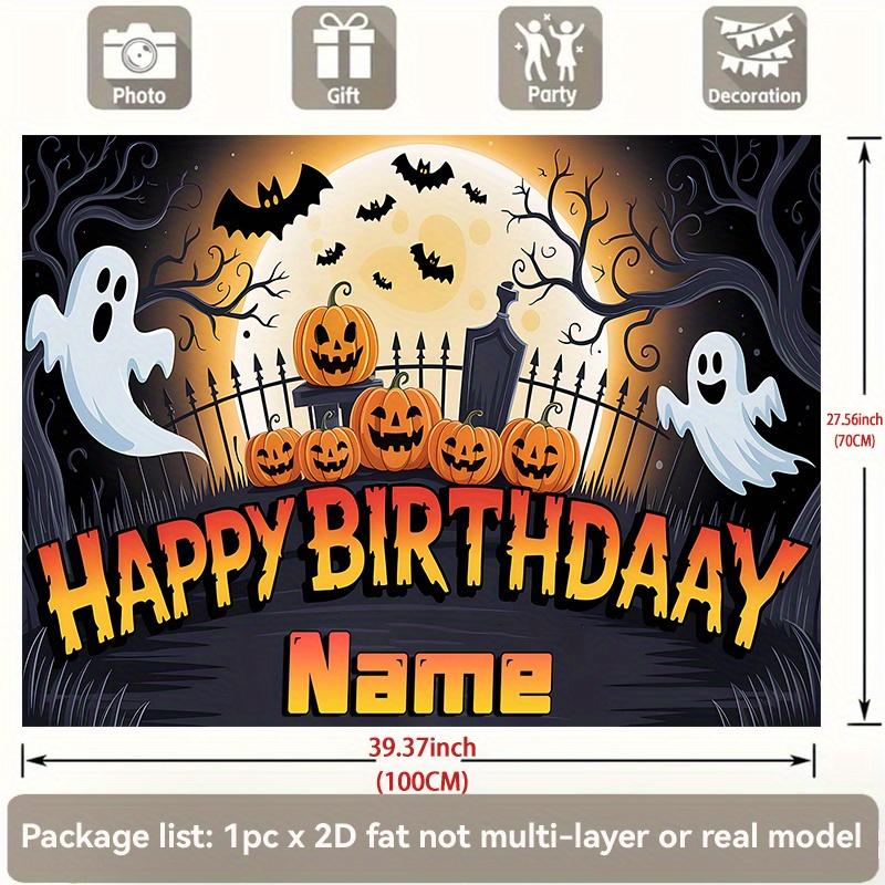1Pcs Customizable Halloween Jack O Lanterns Bats Decoration Background Halloween Backdrop Decorations For Photo Studio Booth Party
