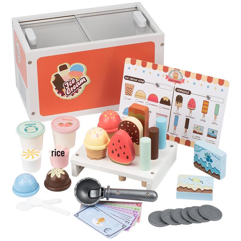 Wooden Ice Cream Shop Role-Play Cash Register for Kids