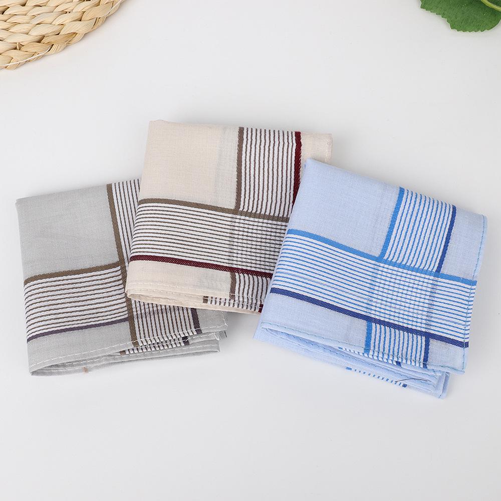 Vintage 40cm Plaid All-Cotton Men's Sweat-Absorbent Handkerchief