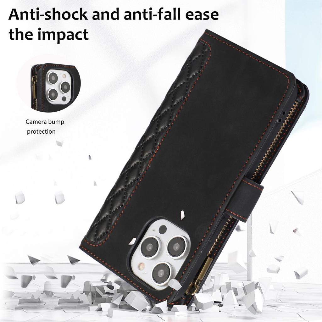 New Stylish Diamond Wallet Case for iPhone 16 - Unisex Design