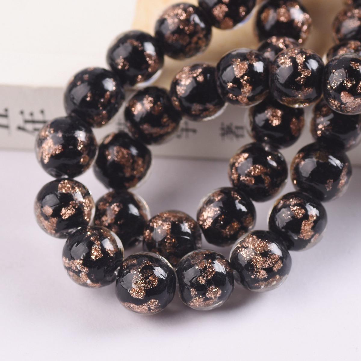 

10 шт. Круглые 8 мм 10 мм 12 мм Фольгированные Лэмпворк Стеклянные Свободные Бусины для DIY Поделок Ювелирных Изделий Браслетов Аксессуары 12mm-10pcs