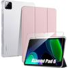 Case + Tempered Glass for Xiaomi Pad 6 / 6 Pro, Shockproof Reinforced Corners with Stylus Holder - Pink