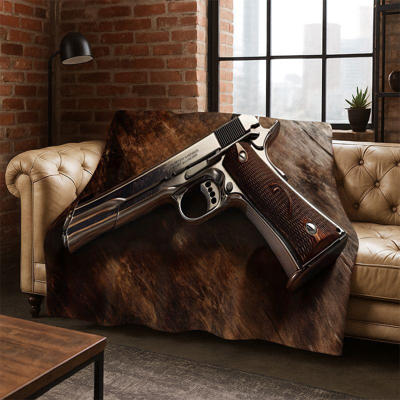 Coperta in flanella morbida e calda con motivo pistola, munizioni e proiettili, ideale per camera da letto, letto, viaggi, campeggio