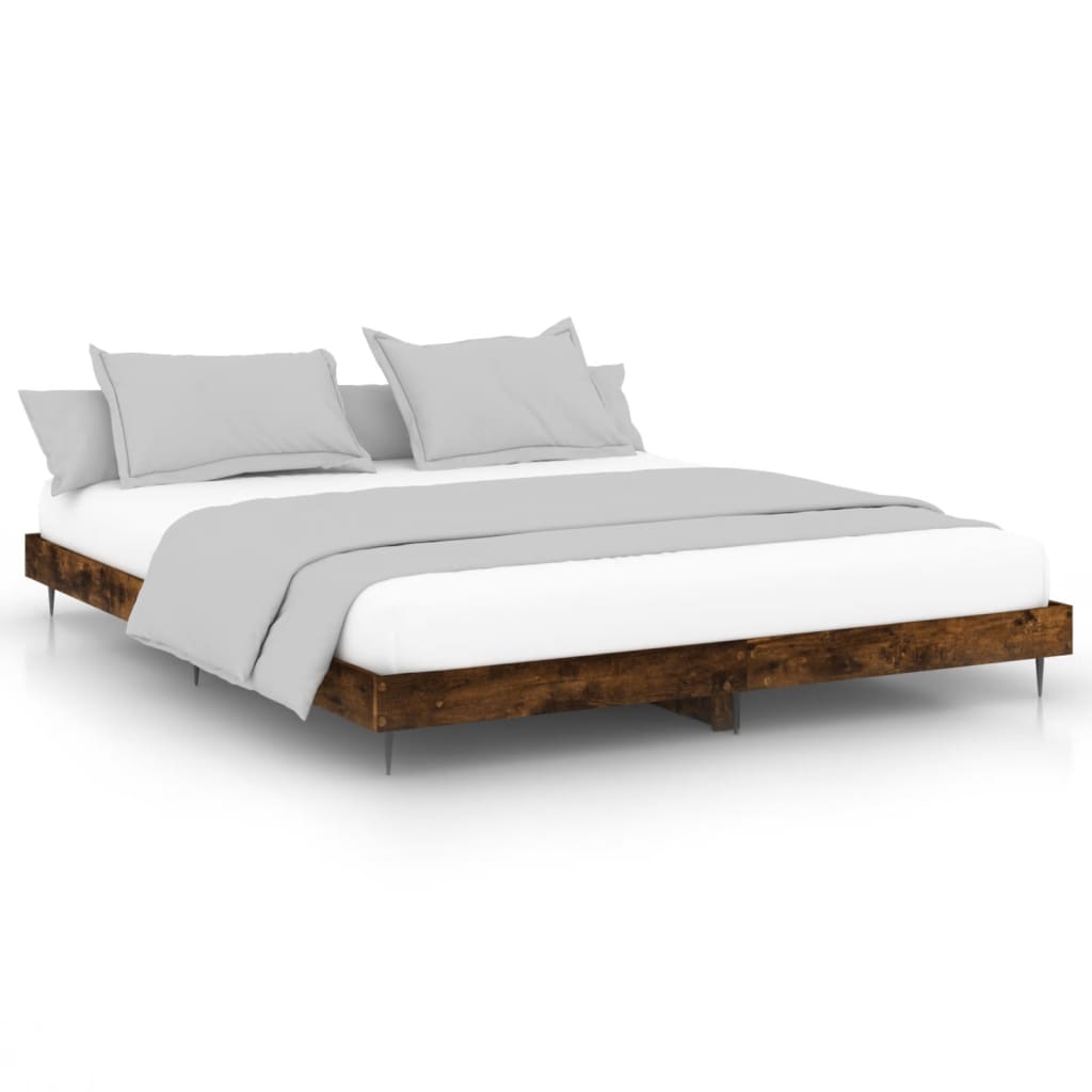 Struttura Letto senza Materasso Finitura Rovere Affumicato 120 x 200 cm Legno Ingegnerizzato