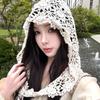 White Lace Scarf Flower Blouse Shoulders Fake Collar Simple Hooded Scarves  Female