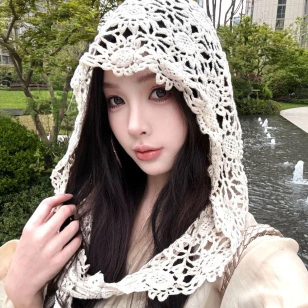 White Lace Scarf Thin Hooded Scarves Retro Blouse Shoulders Fake Collar  Spring