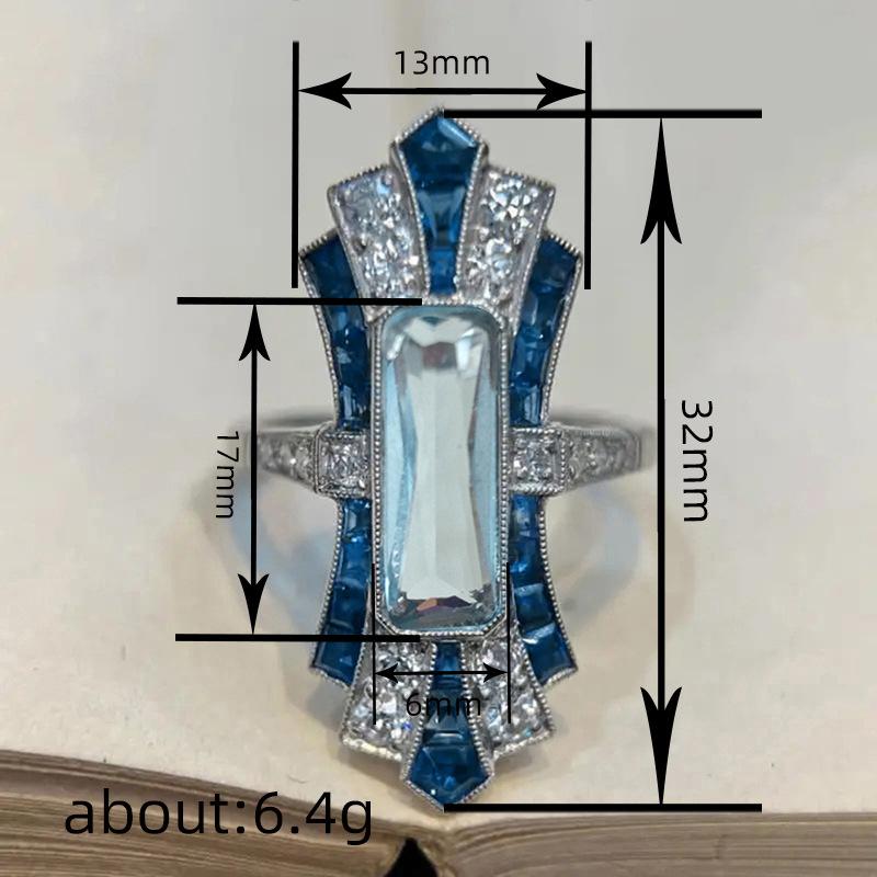 CopperColor Fashion Women Rings Party Daily Unique Design Finger Accessories Inlaid Shiny Blue Jewelry